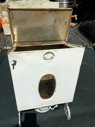 Vintage Antique Hoosier Cabinet Flour Bin With Sifter,  Bracket,  Hardware