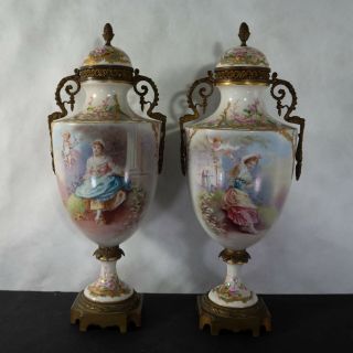 Sevres Portrait Urns,  Artist Signed C.  1860
