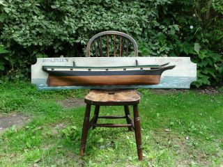 Half Hull Ship Builders Model Vintage Marine Folk Art Carved And Painted 125cm