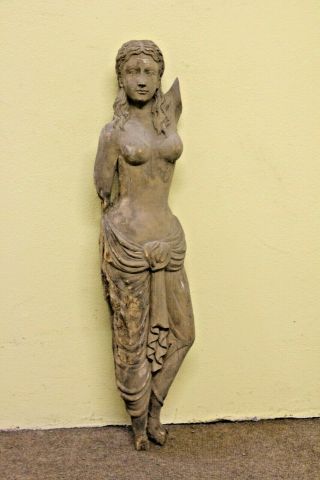 Large 32 " Stunning Hand Carved Gothic Arab Female Ships Head Wood Sculpture