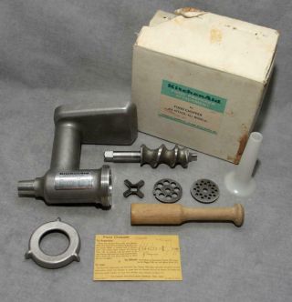 Vtg Kitchenaid Hobart All Metal Food Chopper Meat Grinder Attachment Fc W/box,