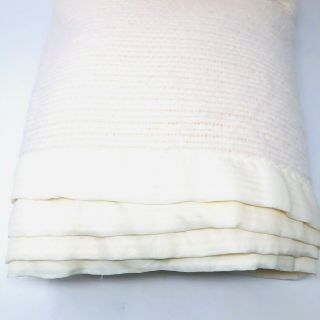 Vintage 100 Acrylic Queen Blanket Waffle Cream Satin Trim Wpl 1675 Beacon Usa