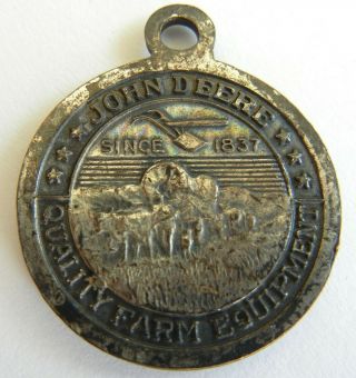 Vtg John Deere Since 1837 Steel Plow Key Chain Fob Medallion Token Farm Tractor