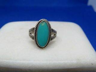 925 Vintage Sterling Silver Turquoise Ring Stamped P Size 6,  Cb