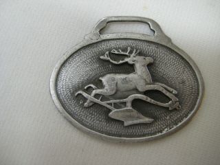 Vintage John Deere Oval Pocket Watch Or Key Fob,  With Farm Implement,  No Strap