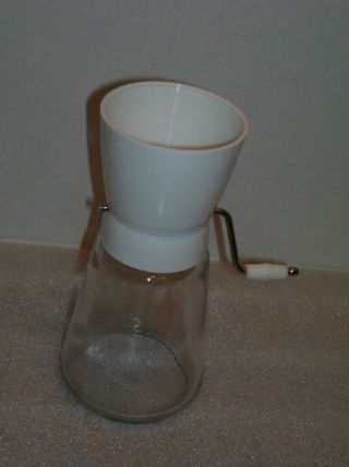 Vintage Nut Chopper Food Spice Grinder Mill White,  Metal Tines