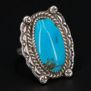 Vtg Sterling Silver Navajo Braided Turquoise Stone Stamped Ring Size 8.  5 - 12.  5g