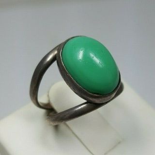 Vintage Sterling Silver Turquoise Cabochon Ring Stamped Taxco,  Mexico Size 7.  25