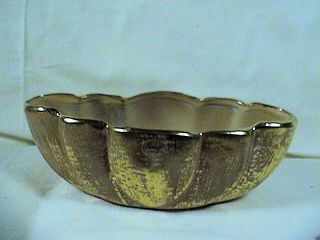 Vintage Stangl Granada Gold Hand Painted Vase,  Planter,  22k Gold Brush,