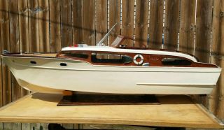 Vintage 1950s Large 49 " R/c Chris Craft Corvette Sterling Boat Wooden Model Rare